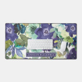 Aquarelle violette Fleur de bureau Mat et Nom pers (Clavier et souris)