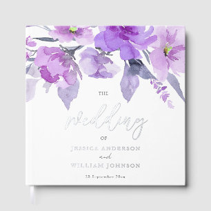 Aquarelle violette Floral Mariage à huile d'argent