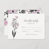 Aquarelle violette Floral Printemps mariage rsvp (Devant / Derrière)