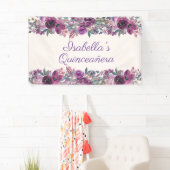 Aquarelle violette Floral Quinceañera Bannière (En situation)