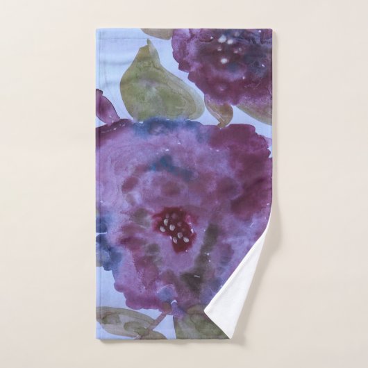 Aquarelle violette Florale (Serviette à main)