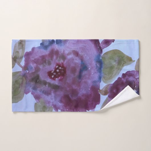 Aquarelle violette Florale (Serviette à main)