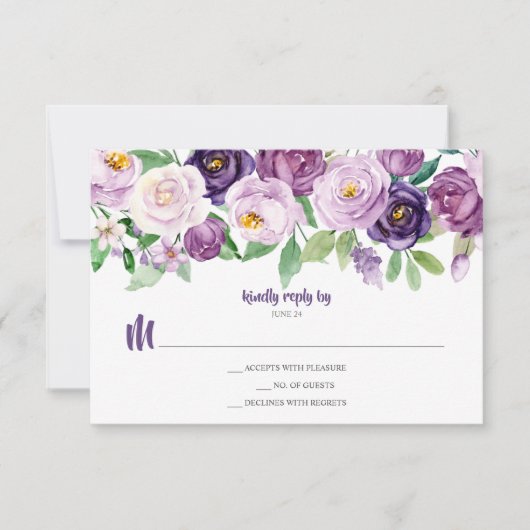 Aquarelle violette Lavande Florale RSVP (Devant)