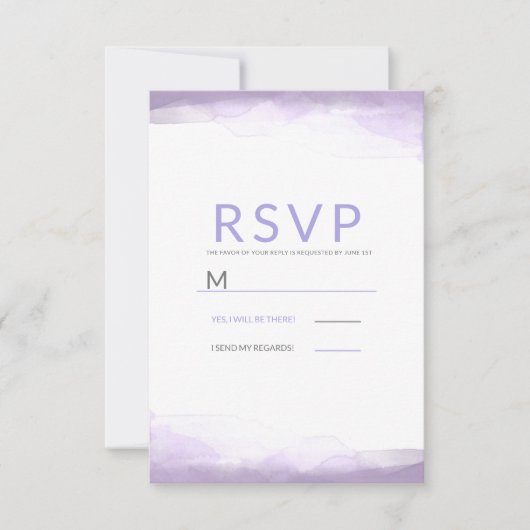 Aquarelle violette Lavender Mariage moderne RSVP (Devant)