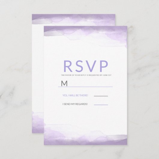 Aquarelle violette Lavender Mariage moderne RSVP (Devant / Derrière)