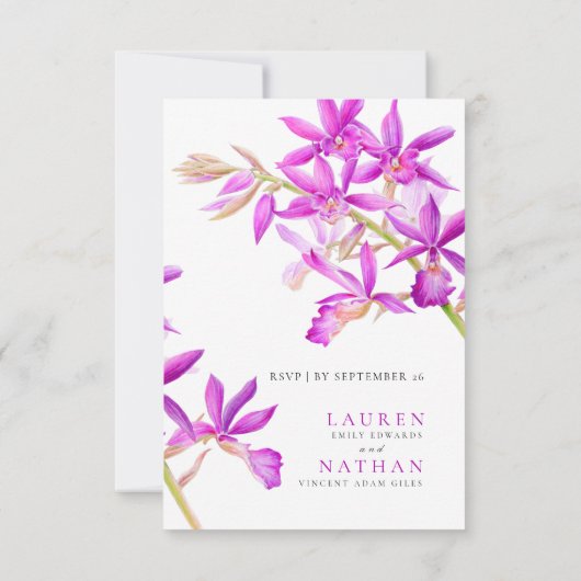 Aquarelle violette orchidée mariage RSVP QR code (Dos)