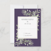 Aquarelle violette Verdure Mariage RSVP (Devant)