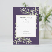 Aquarelle violette Verdure Mariage RSVP (Debout devant)