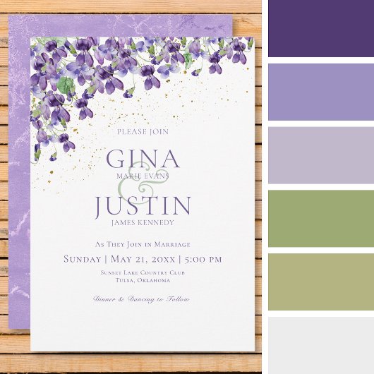 Aquarelle Violettes Faire-part de mariage