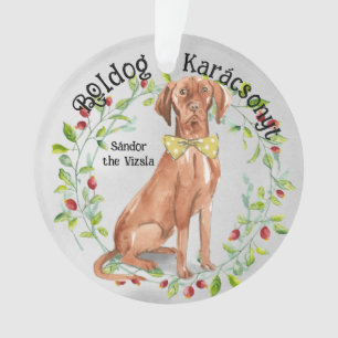 Aquarelle Vizsla Boldog Karácsonyt