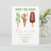 Aquarelle Voici le scoop Invitation d'anniversaire (Debout devant)