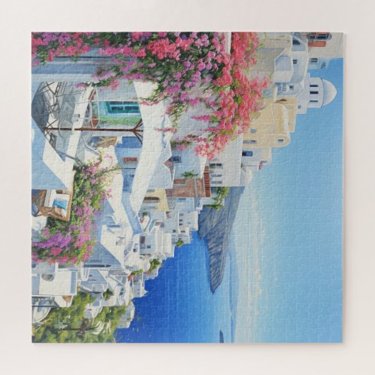 Aquarelle vue du puzzle de Santorin (Horizontal)
