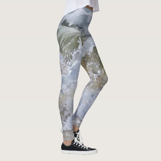 Aquarelle Wave Break Leggings d'art Abstrait (Droite)
