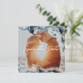 Aquarelle Waves Photo Enregistrer la carte Date (Debout devant)