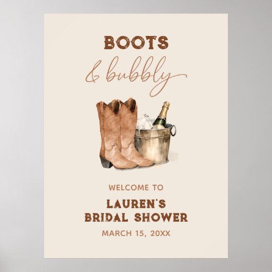 Aquarelle Western Cowgirl Shower Affiche de bienve (Devant)