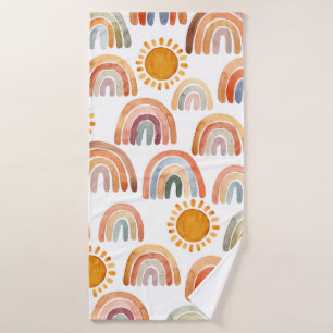 Aquarelle Whimsical Boho Rainbow et Sun Kids  