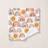 Aquarelle Whimsical Boho Rainbow et Sun Kids  (Gant de toilette)