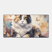 Aquarelle Whimsical Calico Chat et Papillons (Recto)