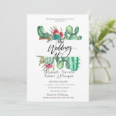 Aquarelle Whimsical Faire-part de mariage Cactus (Debout devant)