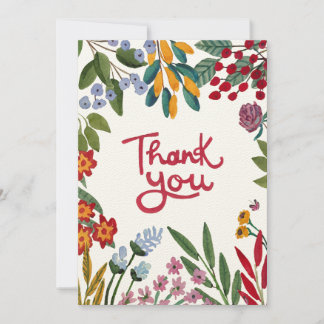 Aquarelle Whimsical Floral Carte de remerciements
