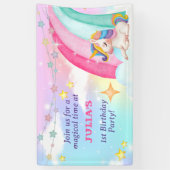 Aquarelle Whimsical Rainbow Unicorn Party bannière (Vertical)