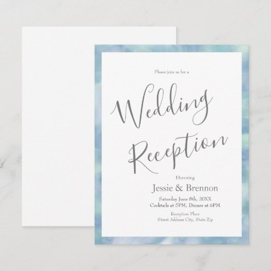 Aquarelle 'Whispy Mint Blue' Invitation Abstraite (Devant / Derrière)