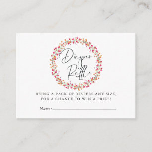 Aquarelle Wild Flower Baby shower Luier Raffle Informatiekaartje