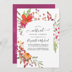 Aquarelle Wild Flower Online Virtual Wedding Kaart