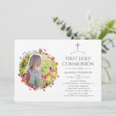 Aquarelle Wildflower Baptism of Christening Kaart (Staand voorkant)