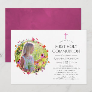 Aquarelle Wildflower Baptism of Christening Kaart