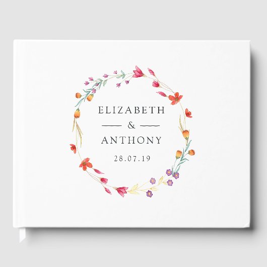 Aquarelle Wildflower Spring Wedding Gastenboek (Voorkant)