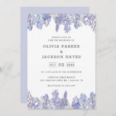 Aquarelle Wisteria Purple Faire-part de mariage (Devant / Derrière)