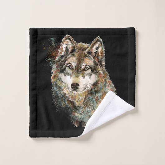 Aquarelle Wolf Art Faune Art animal (Gant de toilette)