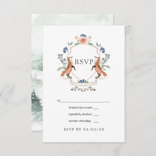 Aquarelle Woodland Laurel Crest Wedding Carte RSVP