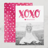 Aquarelle XOXO | Carte photo de la Saint Valentin (Devant / Derrière)