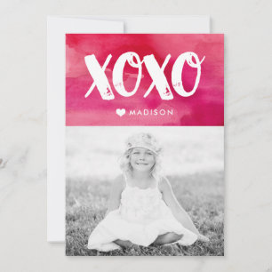 Aquarelle XOXO   Carte photo de la Saint Valentin