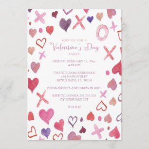 Aquarelle XOXO Invitations pour la Saint Valentin