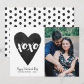 Aquarelle XOXO Valentin Carte photo - Noir (Devant / Derrière)