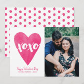 Aquarelle XOXO Valentin Carte photo - Rose (Devant / Derrière)