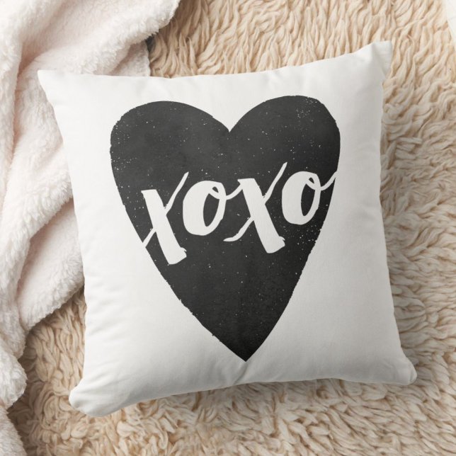 Aquarelle XOXO Valentine Coussin - Noir (Créateur téléchargé)