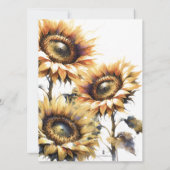 Aquarelle Yellow Sunflower Invitations de mariage (Dos)