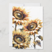 Aquarelle Yellow Sunflower Invitations de mariage (Dos)