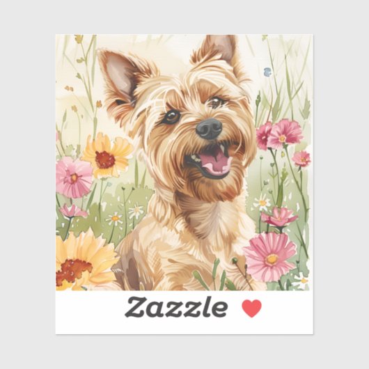 Aquarelle Yorkie Sticker pour cadeau Amoureux des  (Feuille)