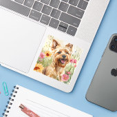 Aquarelle Yorkie Sticker pour cadeau Amoureux des  (Ordinateur portable avec iPhone)