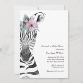 Aquarelle Zèbre | invitation Baby shower (Devant)