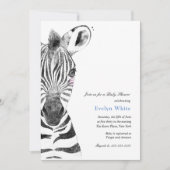 Aquarelle Zèbre | invitation Baby shower (Devant)