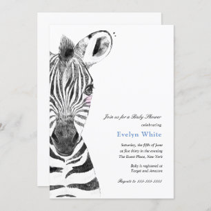 Aquarelle Zèbre   invitation Baby shower