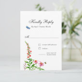 AquarelleFleurs sauvages Carte de réponse mariage  (Debout devant)