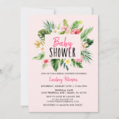 AquarelleFleurs tropicales Invitation Baby shower (Devant)