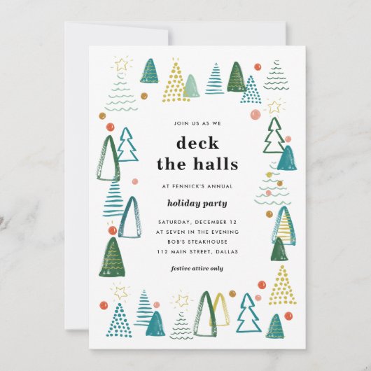 Aquarelles Arbres Noël Invitation (Devant)